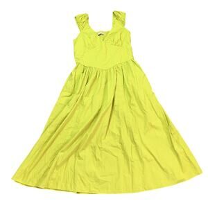 Abercrombie and Fitch Cap Sleeve Corset Midi Dress Yellow Lime